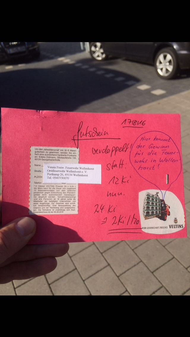 Freiwillige Feuerwehr freut sich über Gewinn